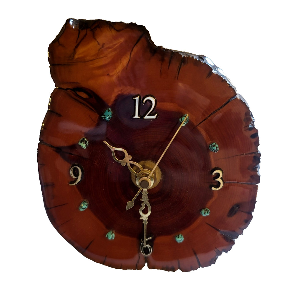 VTG Live Edge Wood Beaded TOCHIGI Tokei Japan Quartz Battery 4 x 5" clock works